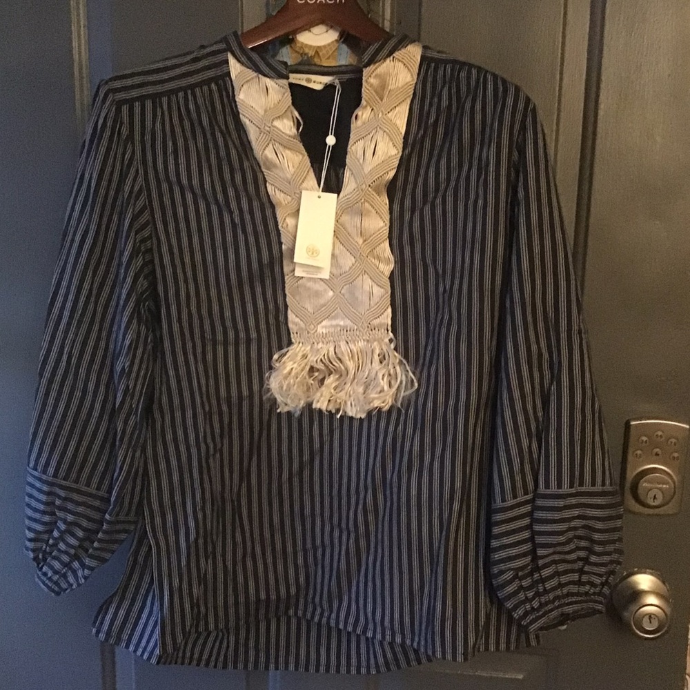 Tory Burch macramé striped tunic